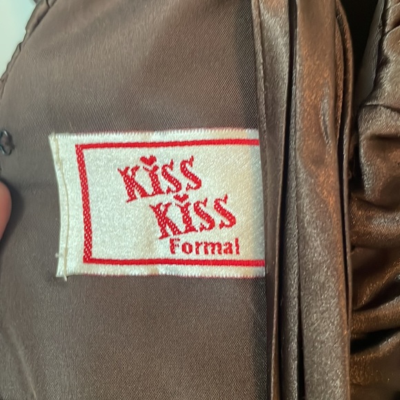 Kiss Kiss formal wear brown satin beaded, mermaid tail gown - Picture 5 of 7